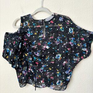 Preen by Thornton Bregazzi Silk Blend Polka Dot Burnout Velvet Blouse Top